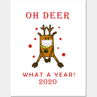 Funny Oh Deer What a Year Face Mask 2020 Christmas Holiday Design Posters and Art